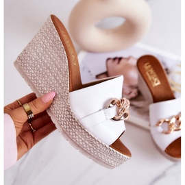 Lewski Shoes Läder wedge tofflor Lewski 3062 Vit 4