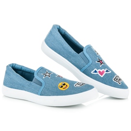 Balada Denim Slipons Med Plåster blå 1