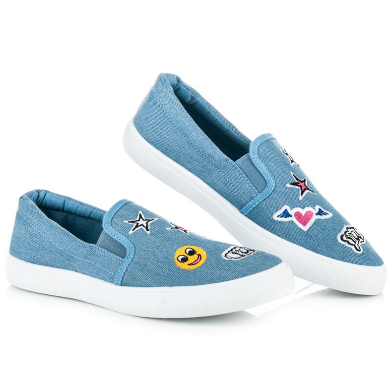 Balada Denim Slipons Med Plåster blå 1