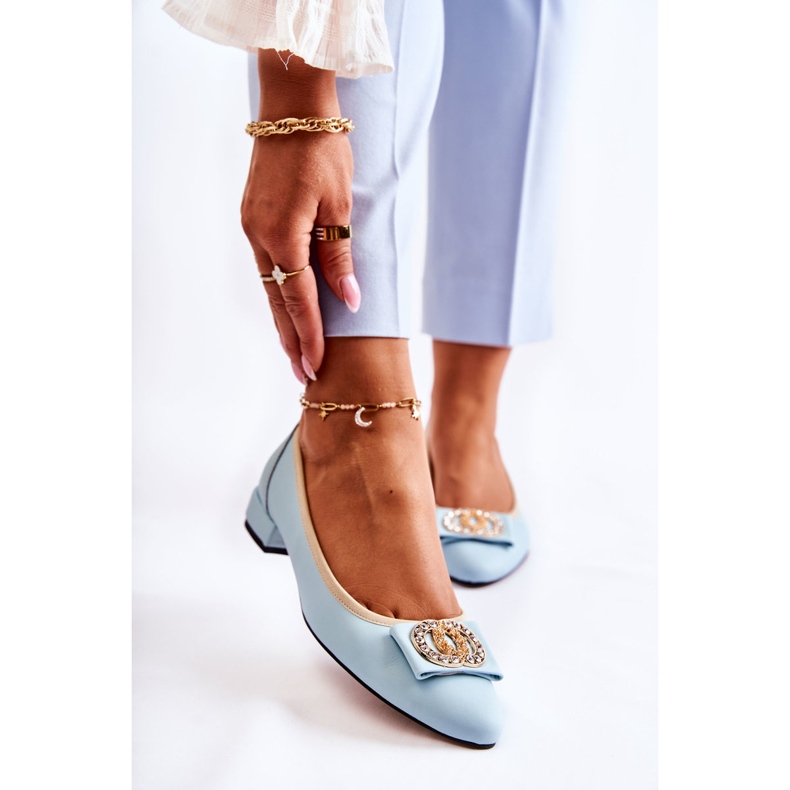 Läderballerinor Med En Blå Joliet-prydnad 1