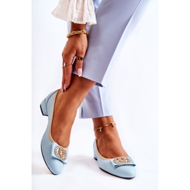 Läderballerinor Med En Blå Joliet-prydnad 2