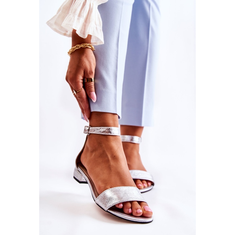 PA2 Silver Shanley lädersandaler för kvinnor 1
