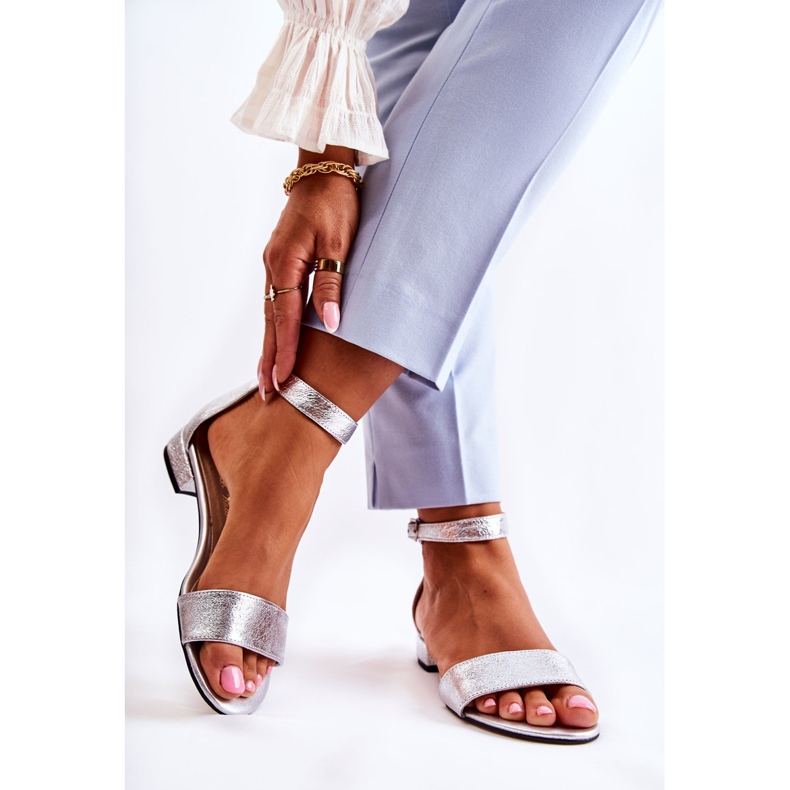 PA2 Silver Shanley lädersandaler för kvinnor 2