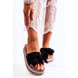 PG1 Kvinnors Tofflor På En Massiv Plattform Med En Rosett Svart Macardi 1