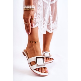 PG1 Lädertofflor för kvinnor med vit Roysa-dekoration 1