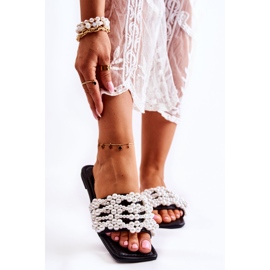 Klassiska tofflor för kvinnor med pärlor Svart Calipso 1