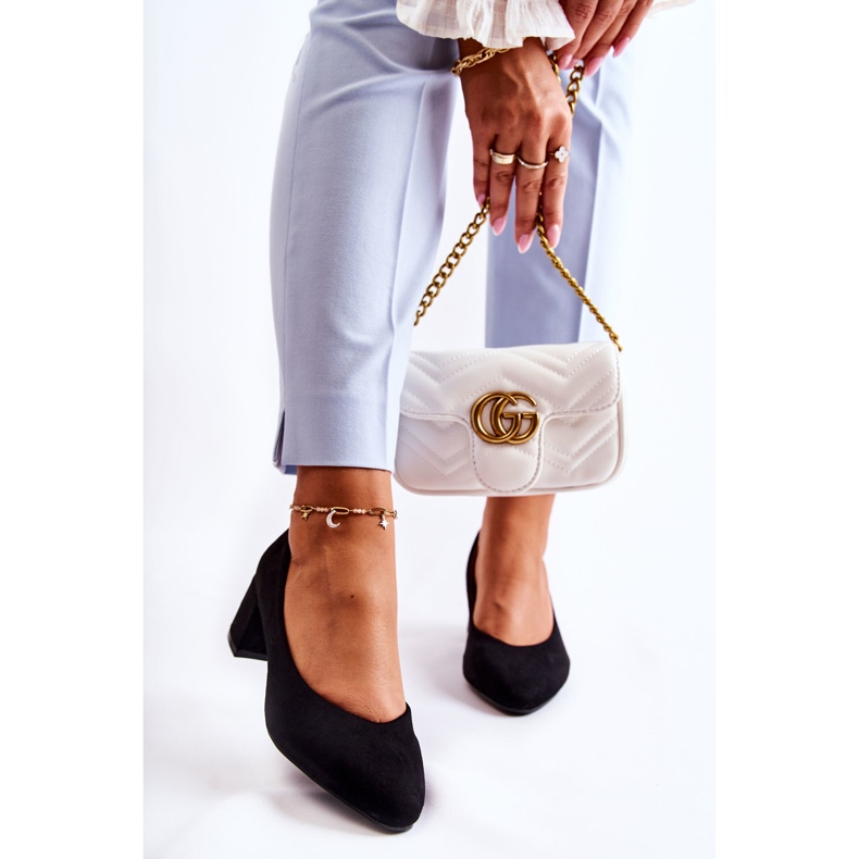 Mocka Pumps På Låg Klack Svart Torino 2