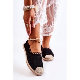 PH1 Svarta genombrutna espadrillor för damer 1