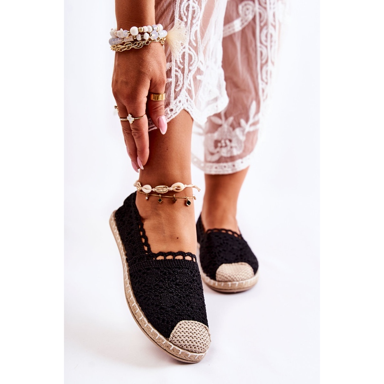 PH1 Svarta genombrutna espadrillor för damer 1