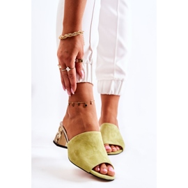 PA2 Damtofflor i mocka på klack Grön Perry 1