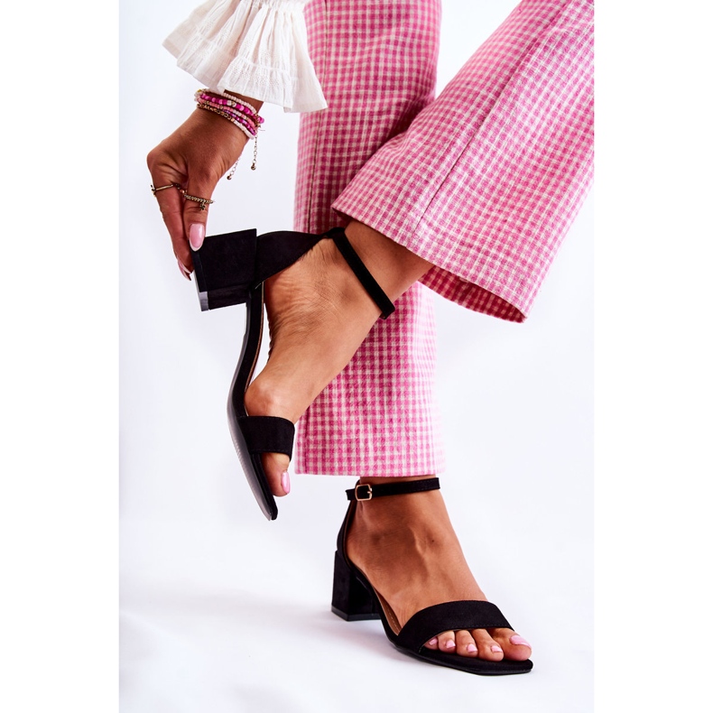 PA2 Damsandaler med hög klack i mocka, svart Tellis 2