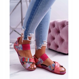 Sandaler för kvinnor Maciejka Pink 03375 Läder rosa mångfärgad 3