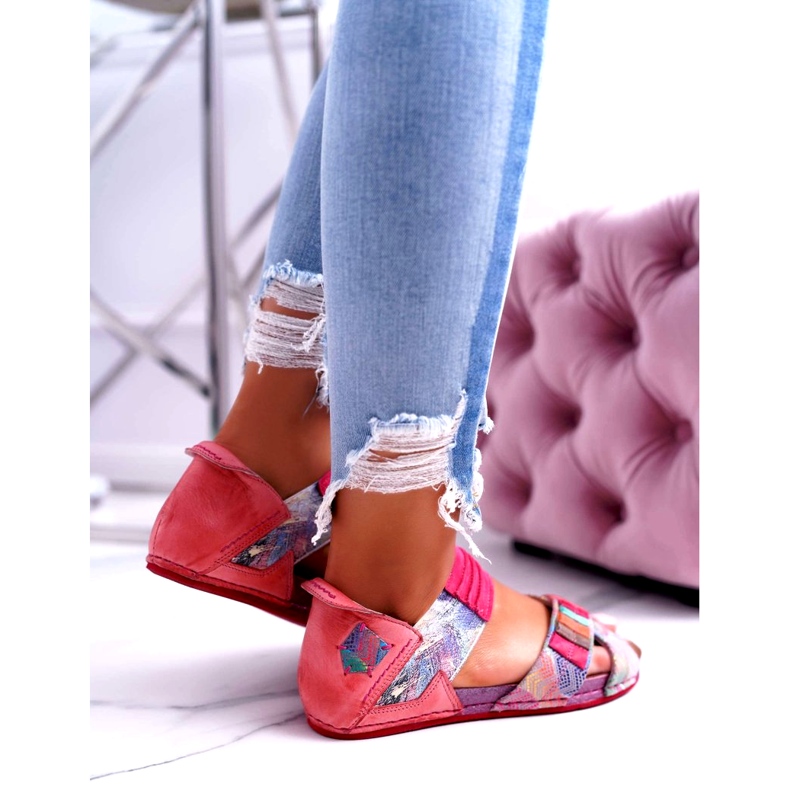 Sandaler för kvinnor Maciejka Pink 03375 Läder rosa mångfärgad 2