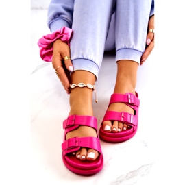 S.Barski Gummitofflor med spänne Fuchsia Corina rosa 3