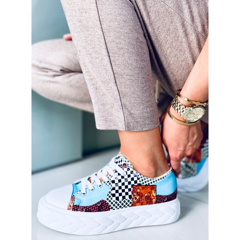 Madi Red Jacquard Weave sneakers med hög sula mångfärgad 1