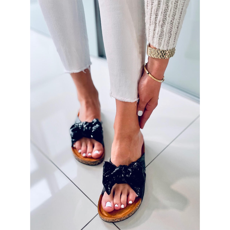 Cork tofflor med rosett Amur Black svart 1