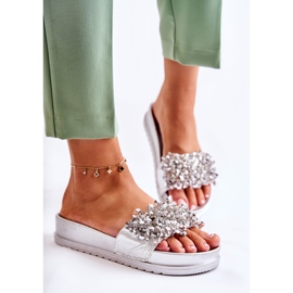 PG1 Kvinnors Tofflor På Plattformen Med Silver Almina Ornament 1