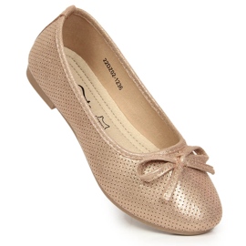 Flickballerinor med rosett rosa eVento gyllene 1