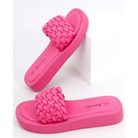 Högklackade sandaler med flätade Elida Fushia-ränder rosa 1