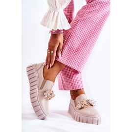 PA2 Slip-On Sneakers i läder för kvinnor med beige Mirana-dekoration 2