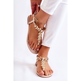 PG2 Damsandaler Flip-flops med ett dekorativt skärp Beige Dagsljus 1