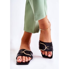 PG2 Klassiska lädertofflor för kvinnor med svart Shilla-dekoration 1