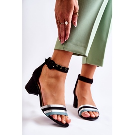 PG1 Fashionabla mockasandaler på låg klack Svart Nallia blå silver- 1