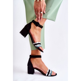 PG1 Fashionabla mockasandaler på låg klack Svart Nallia blå silver- 2