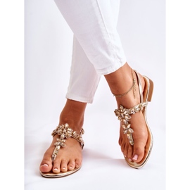 WS1 Damsandaler Flipflops med Cubic Zirconia Golden Solea gyllene 2