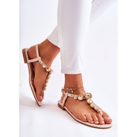 PG2 Damsandaler Flipflops med ett dekorativt skärp Beige Juliana 2