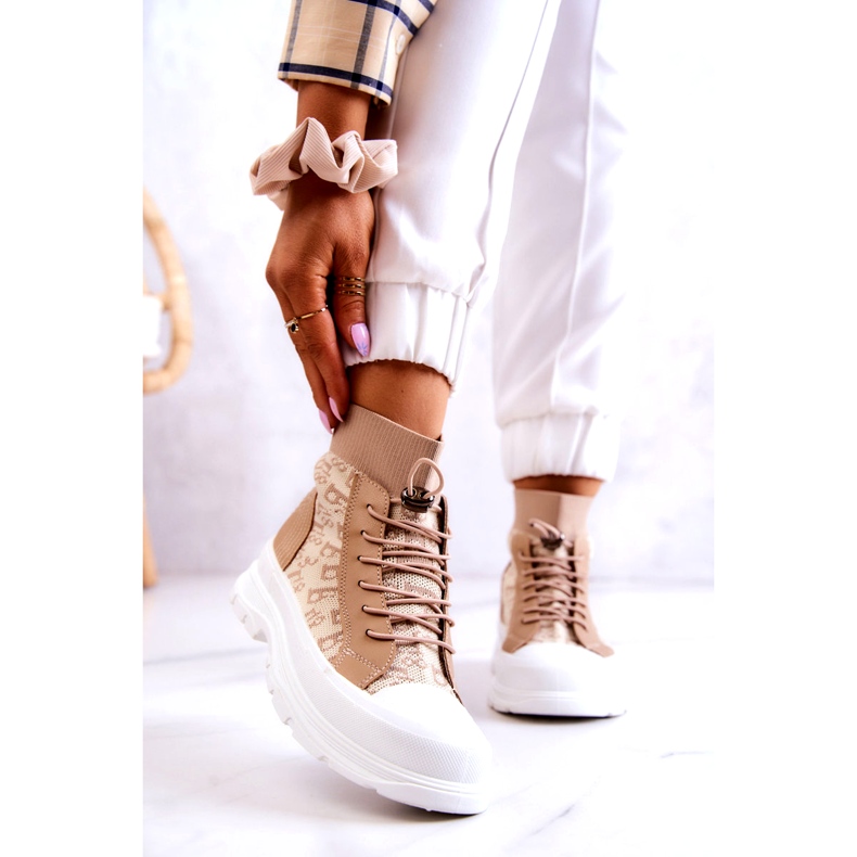 FW1 Fashionabla Sneakers High Sock Beige Collin 1