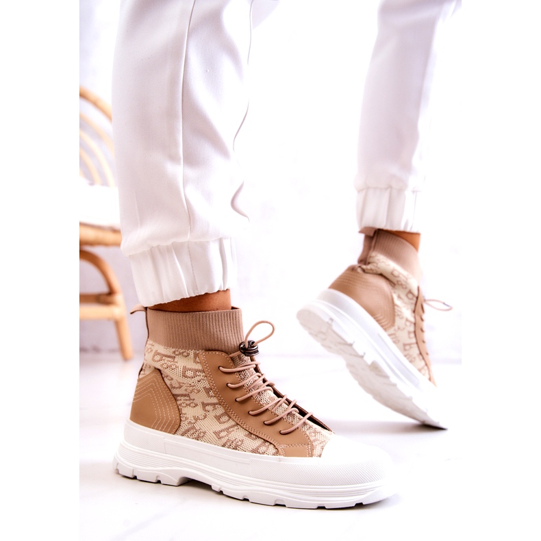 FW1 Fashionabla Sneakers High Sock Beige Collin 3