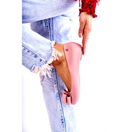 PH1 Kvinnors gummiballerinor med rosett Rosa florret 4