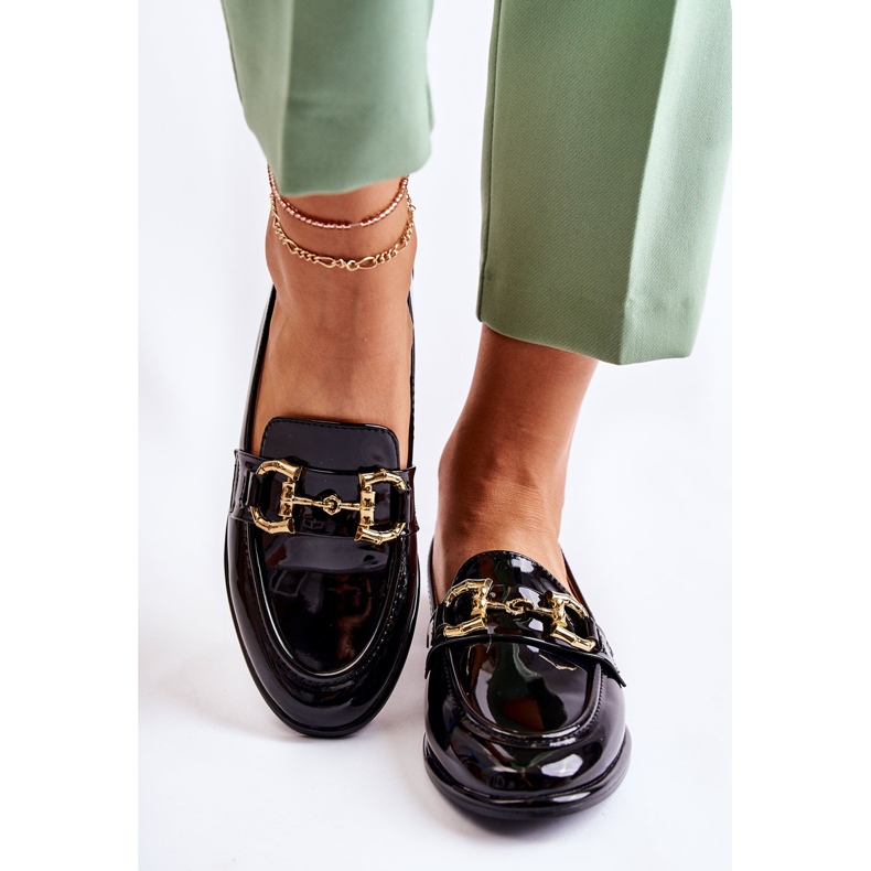 WS1 Damlackerade svarta Coriso-mockasiner 1