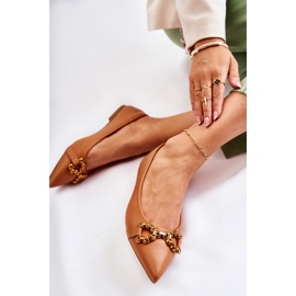 WS1 Kvinnors ballerinor i spets med kamel Carlos dekoration brun 2