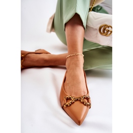 WS1 Kvinnors ballerinor i spets med kamel Carlos dekoration brun 1