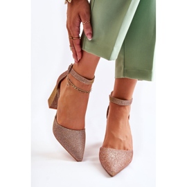 WS1 Glänsande pumpar på en stång Mörk guld Amira gyllene 1