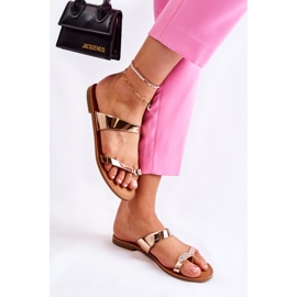 WS1 Damlackerade flip-flops rosa guld Jimena gyllene 1