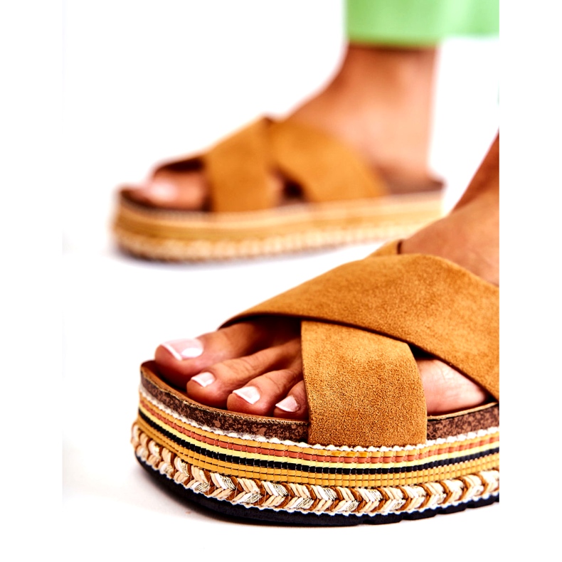 PG1 Damtofflor i mocka på Camel Jossie-plattformen brun 6