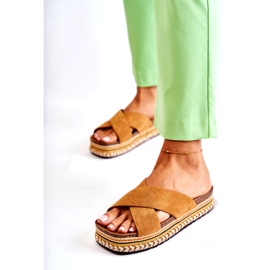 PG1 Damtofflor i mocka på Camel Jossie-plattformen brun 4