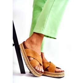 PG1 Damtofflor i mocka på Camel Jossie-plattformen brun 1