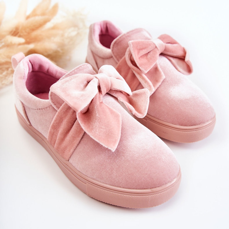 PA1 Barnsneakers Slip-On Med Rosett Rosa Timma 1