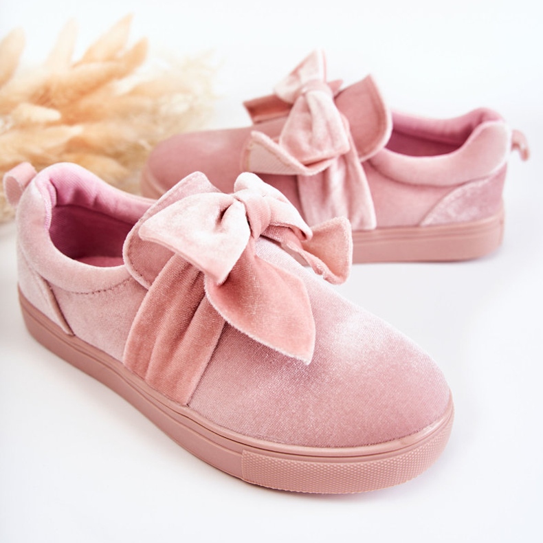 PA1 Barnsneakers Slip-On Med Rosett Rosa Timma 2