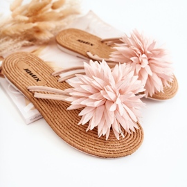 WJ1 Damtofflor med tygprydnad Ljusrosa Eviana 1