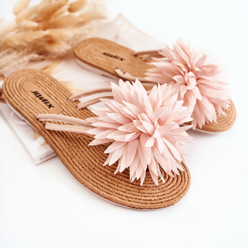 WJ1 Damtofflor med tygprydnad Ljusrosa Eviana 1