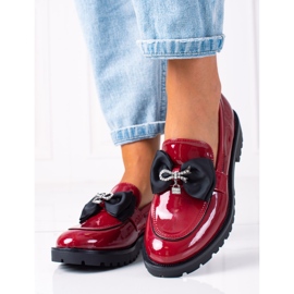 SHELOVET Loafers Med En Rosett röd 1