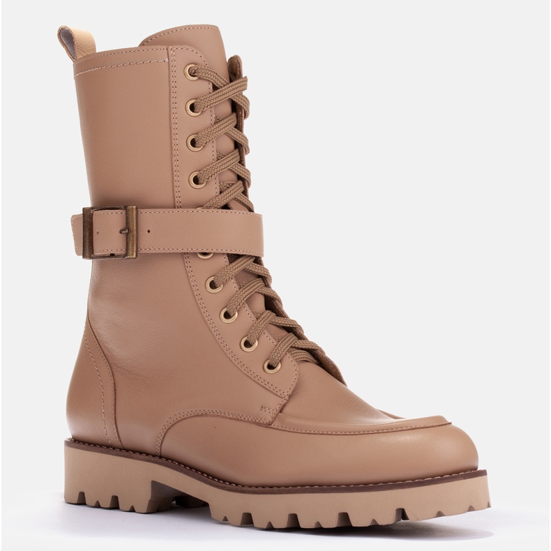 Marco Shoes Stövlar i fullnarv läder beige 1