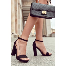 Klassiska mockasandaler på hög klack, svarta 4