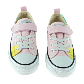 Shelovet låga barnsneakers rosa med blommor mångfärgad 1