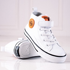 Shelovet höga barnsneakers av ekologiskt läder i vitt 1